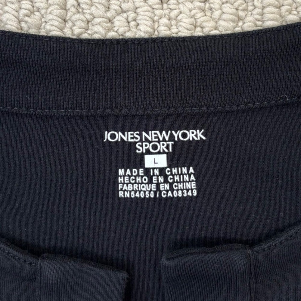 JONES NEW YORK SPORT Black Long Sleeve V-Neck Tunic Top Women's‎ Size L - Picture 7 of 11